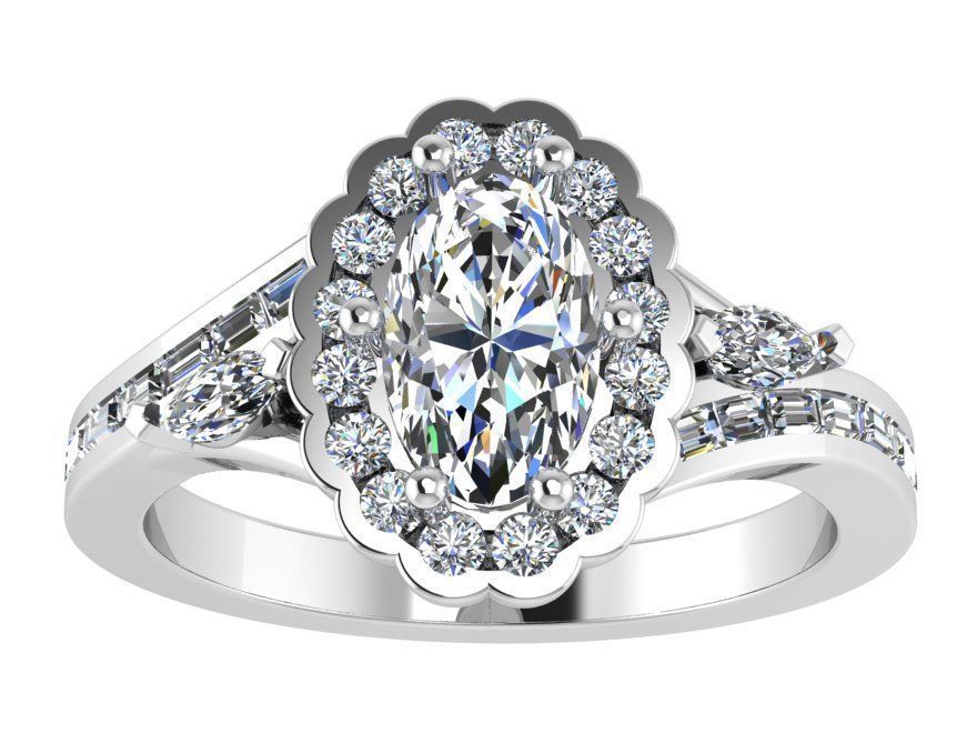 Oval Halo Diamond Ring 1734 3D print model 3D print model_2