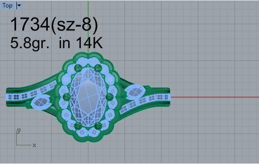 Oval Halo Diamond Ring 1734 3D print model 3D print model_4