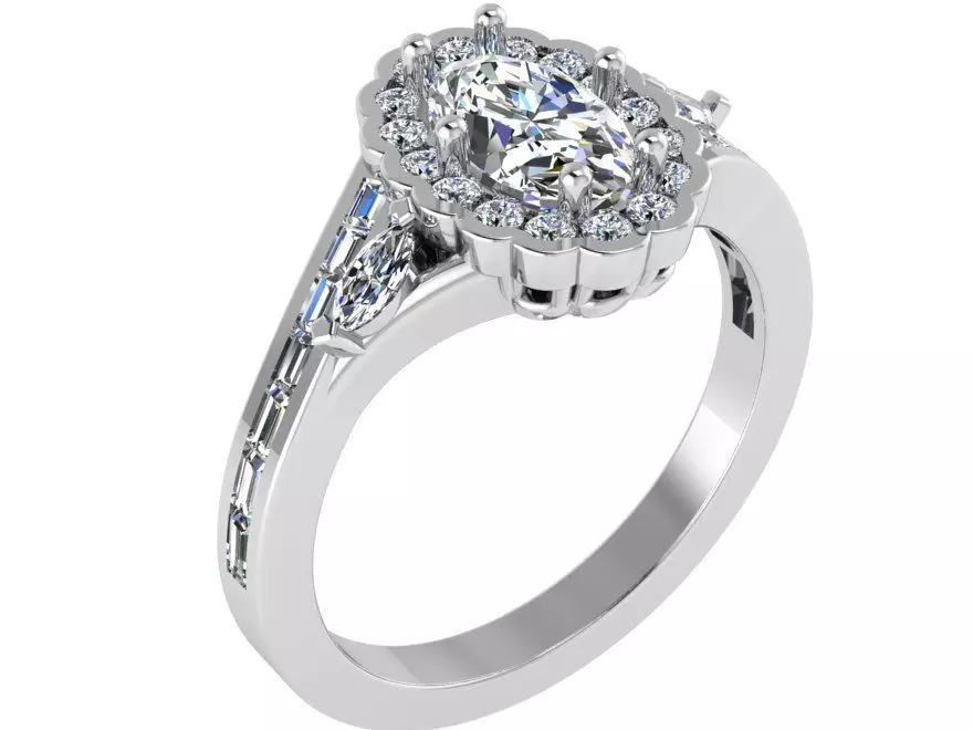 Oval Halo Diamond Ring 1734 3D print model 3D print model_0