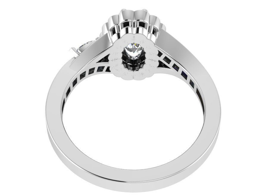 Oval Halo Diamond Ring 1734 3D print model 3D print model_3