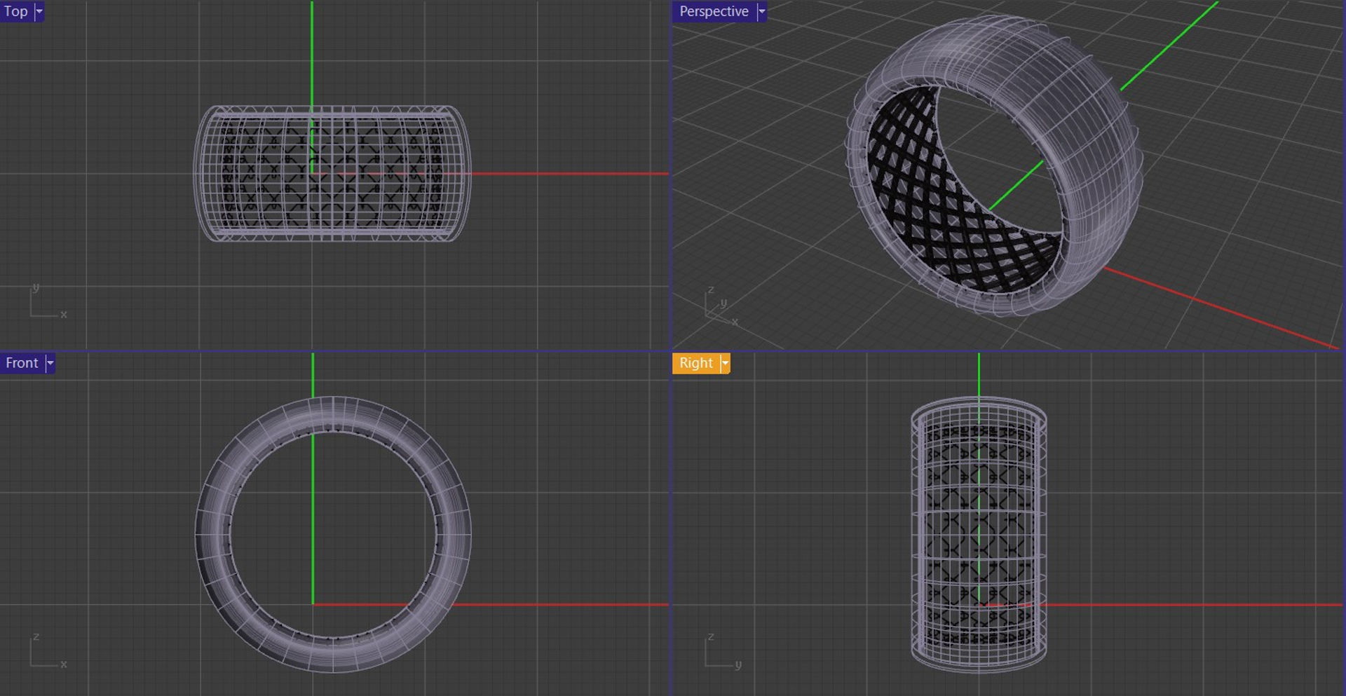 grid ring 3D print model_3