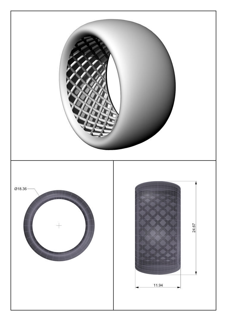 grid ring 3D print model_2
