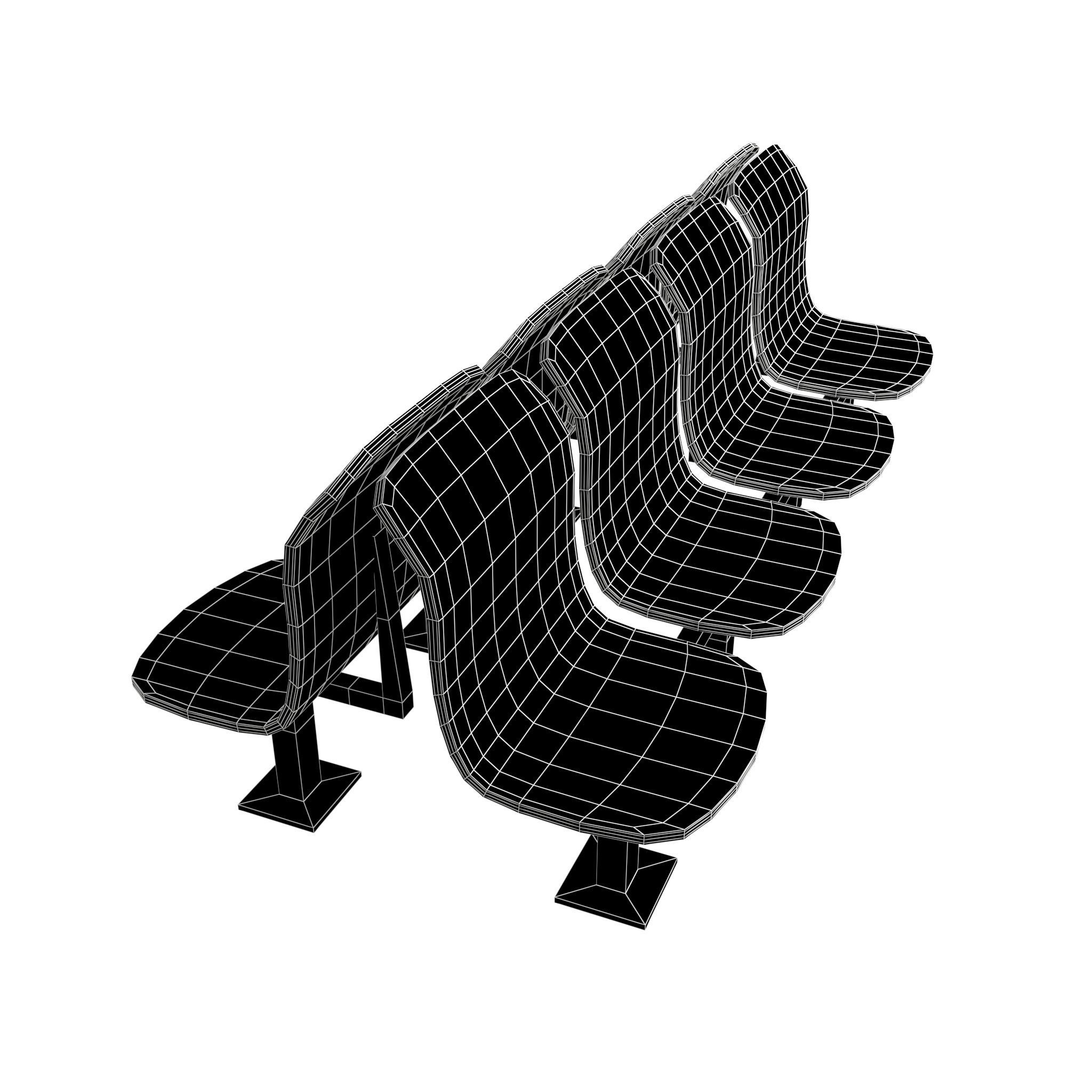 Public Seating v2 001 Low-poly 3D model_4