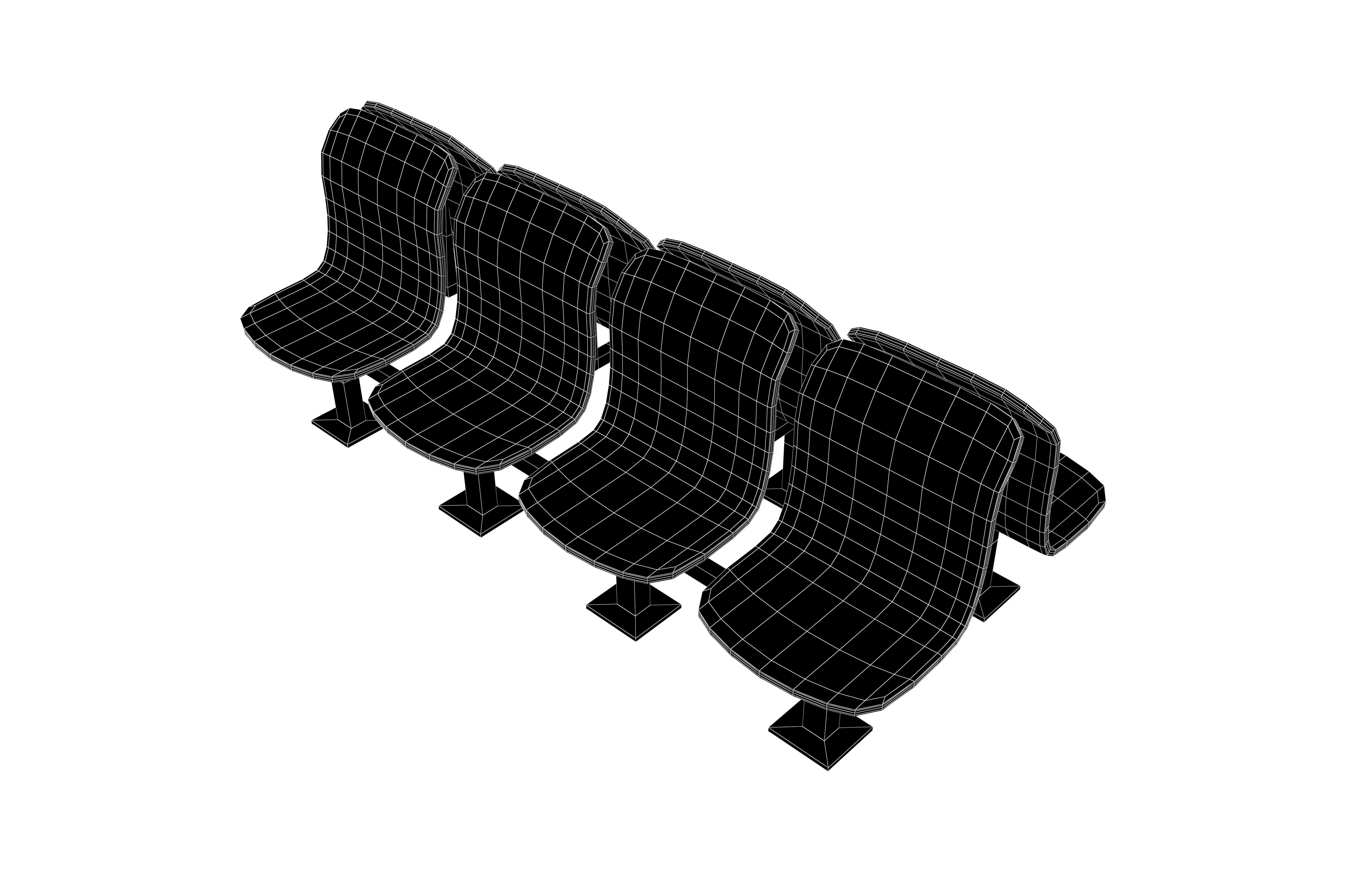 Public Seating v2 001 Low-poly 3D model_6