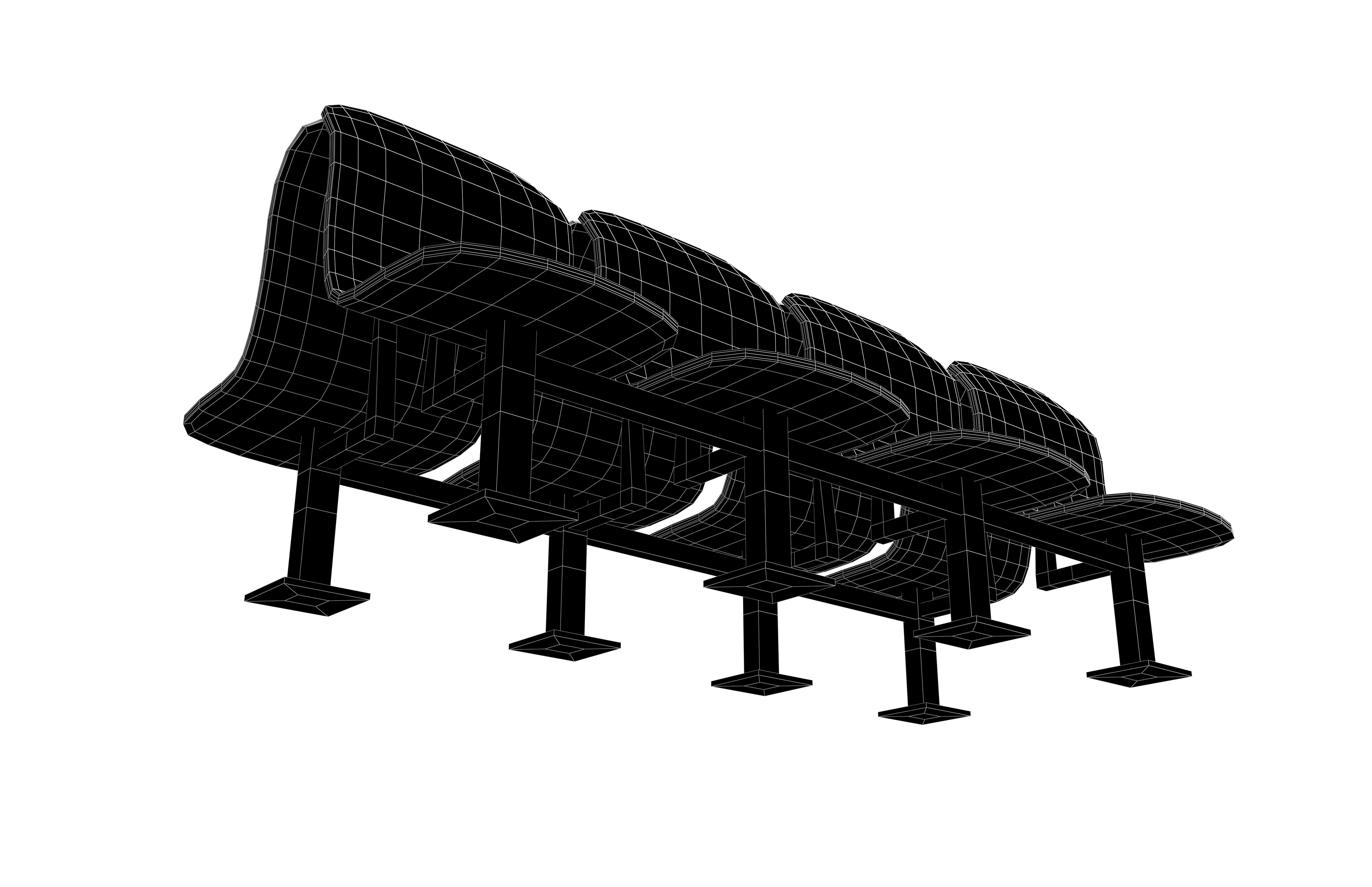Public Seating v2 001 Low-poly 3D model_7