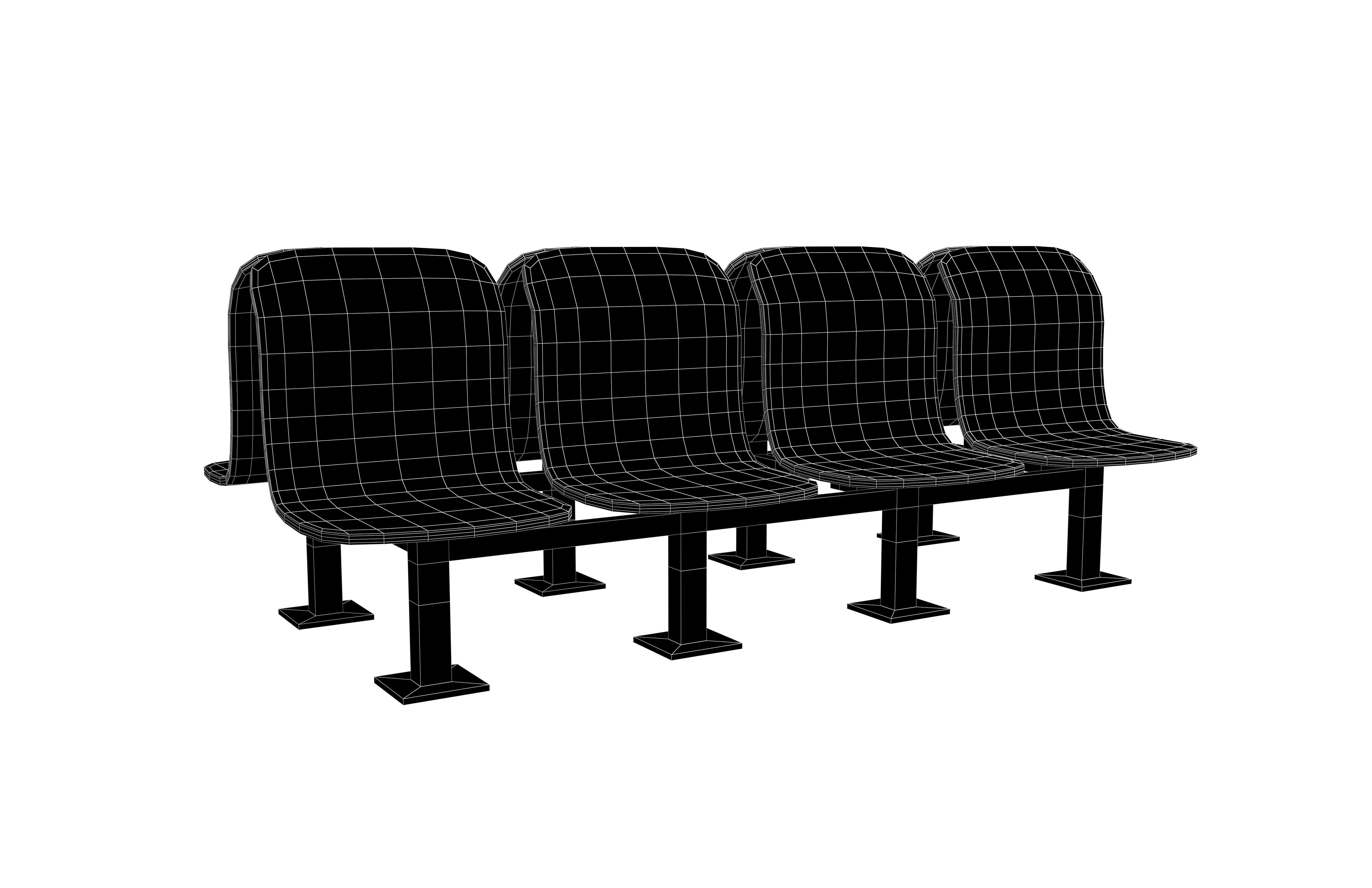 Public Seating v2 001 Low-poly 3D model_5