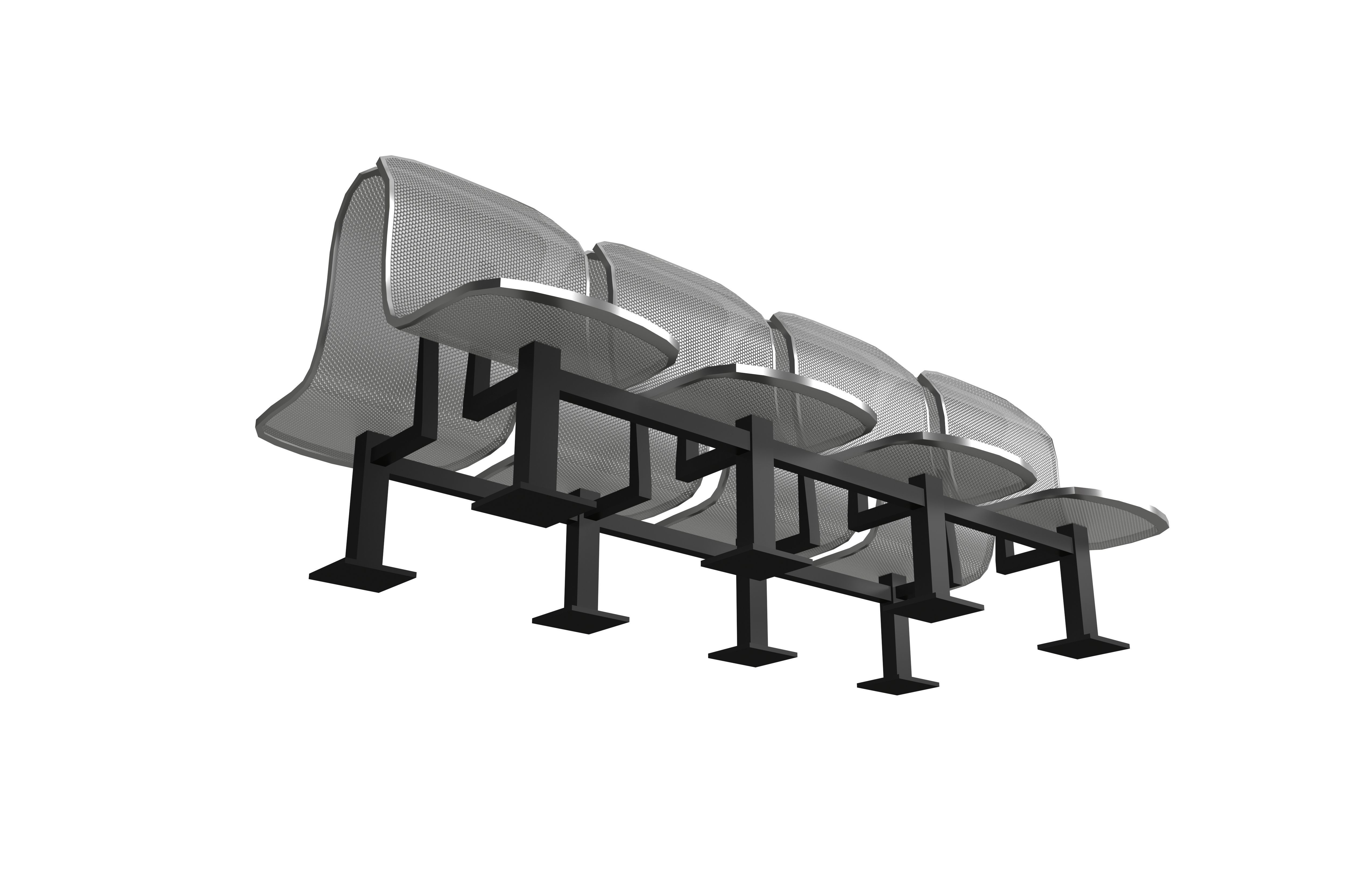 Public Seating v2 001 Low-poly 3D model_3