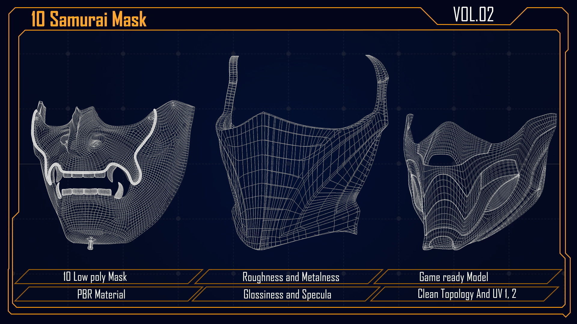 Samurai Mask vol 2 Low-poly 3D model_24