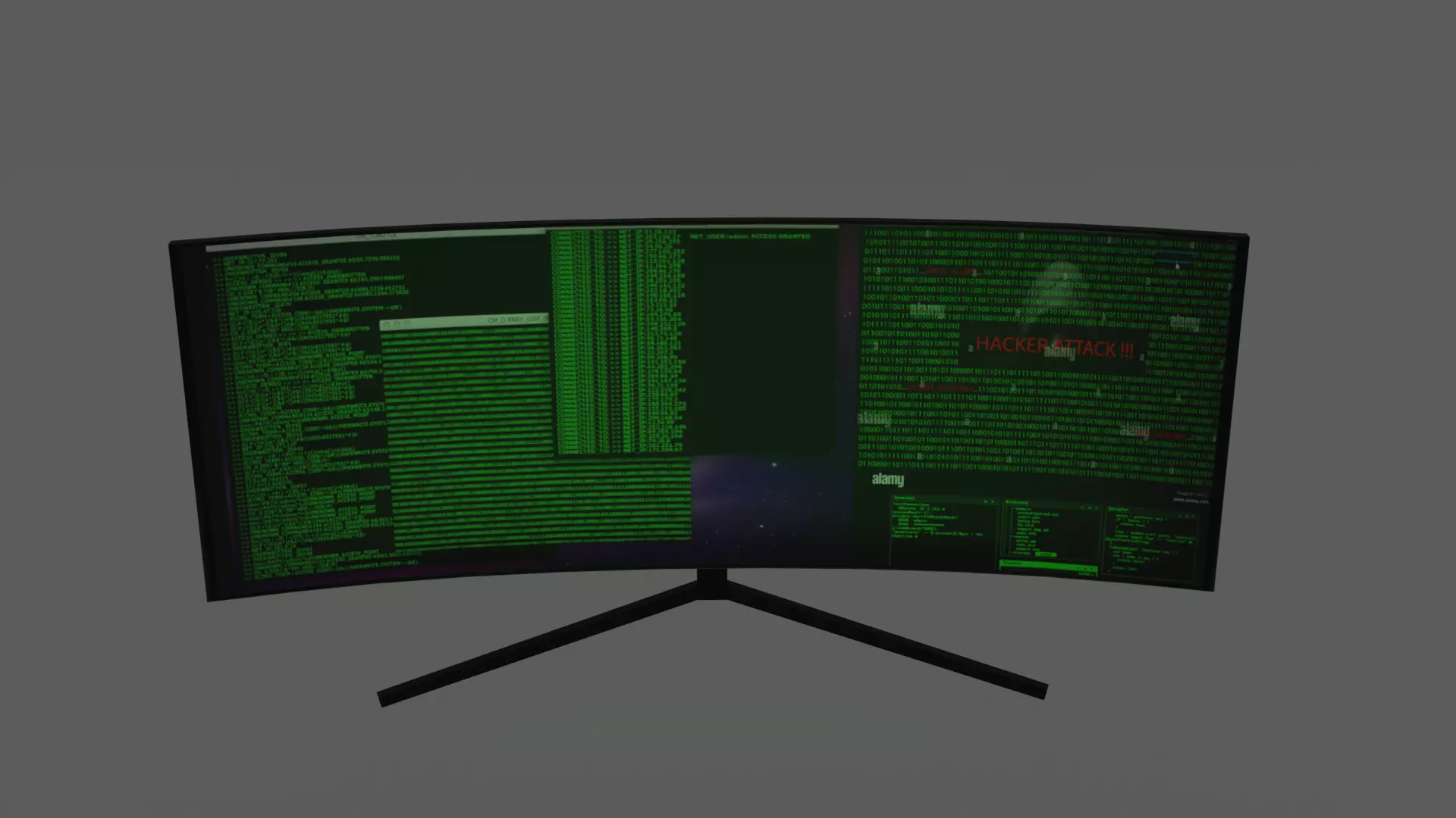 Hacking Computer - Curved Screen Free low-poly 3D model_0