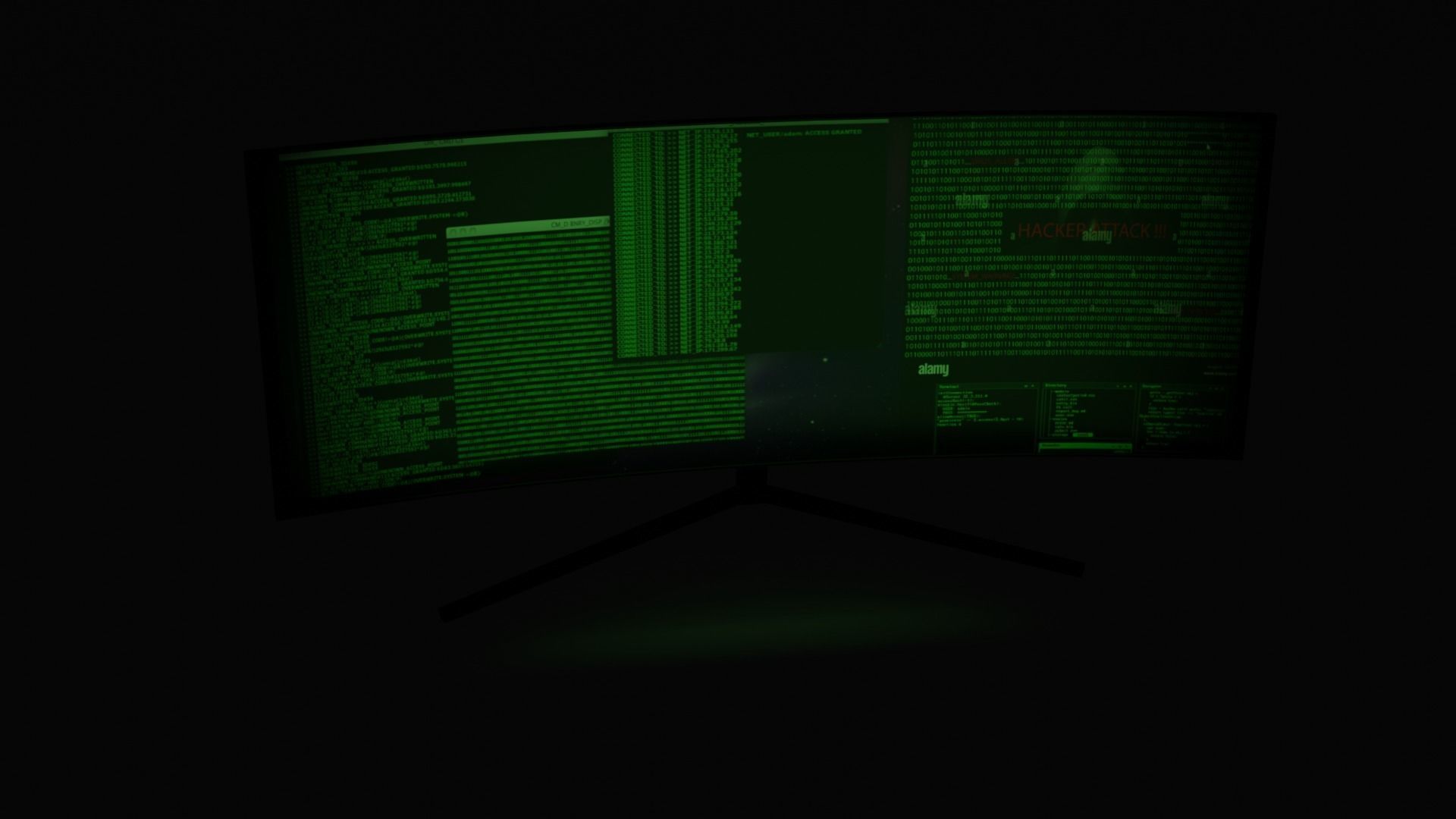 Hacking Computer - Curved Screen Free low-poly 3D model_2