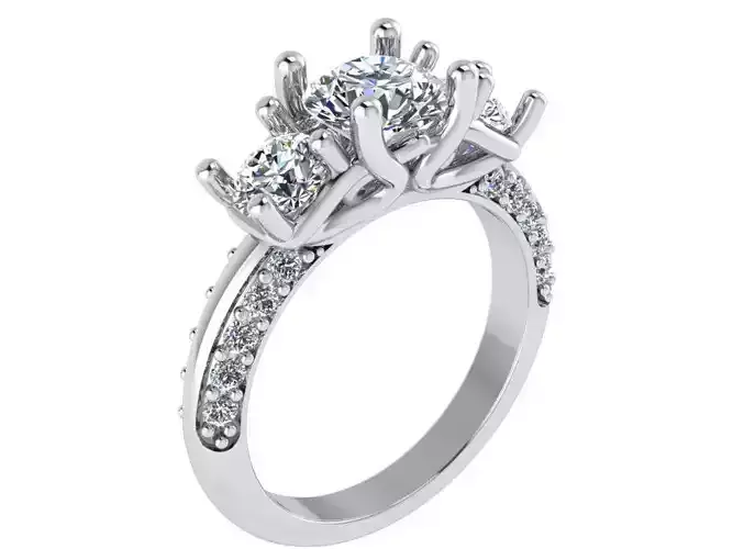 Aperture 3-Stone Diamond  Ring 1736 3D print model