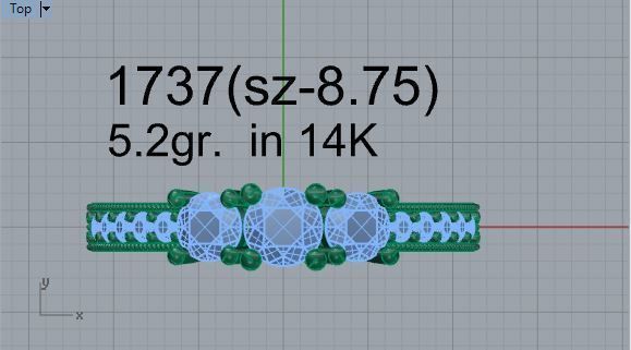 3-Stone Diamond Engraved Ring 1737 3D print model 3D print model_4