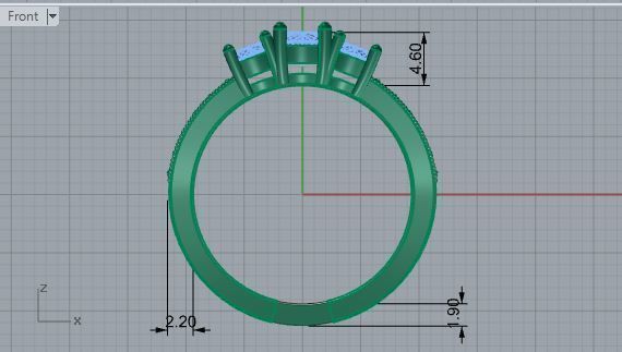3-Stone Diamond Engraved Ring 1737 3D print model 3D print model_5