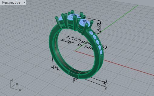 3-Stone Diamond Engraved Ring 1737 3D print model 3D print model_7