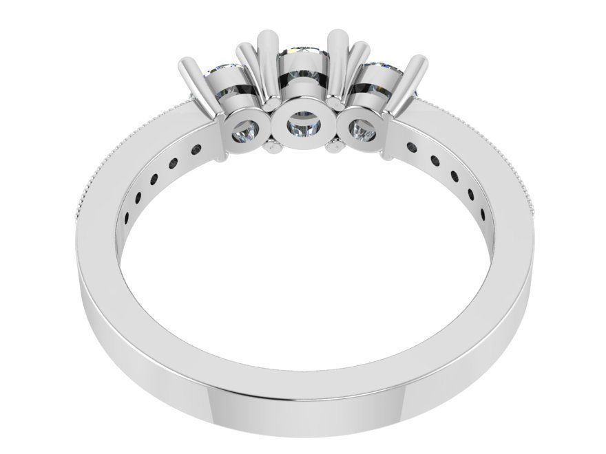 3-Stone Diamond Engraved Ring 1737 3D print model 3D print model_3