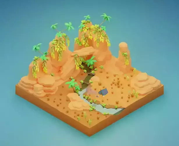 Low poly desert rocks