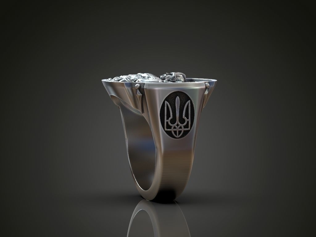 Ring ukrainian warrior cossack trident  3D print model_3