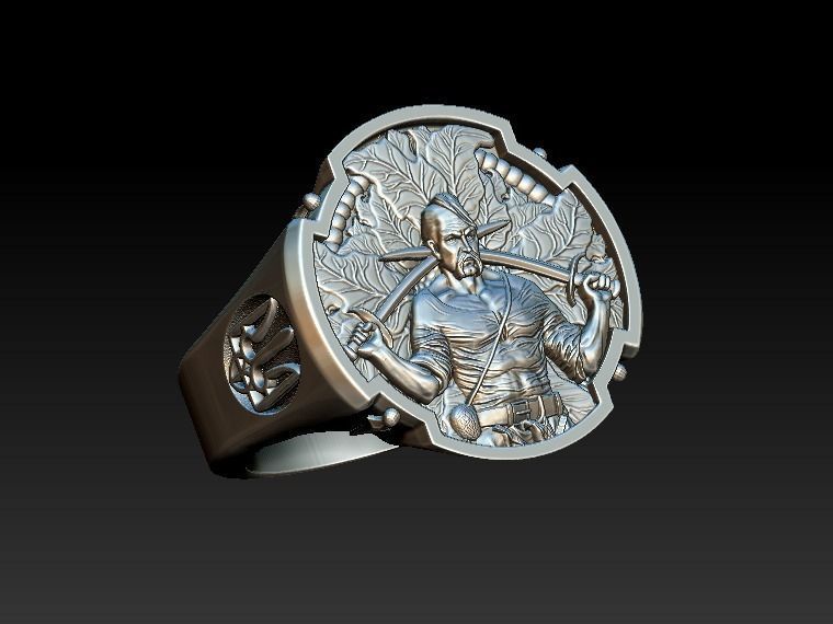 Ring ukrainian warrior cossack trident  3D print model_11