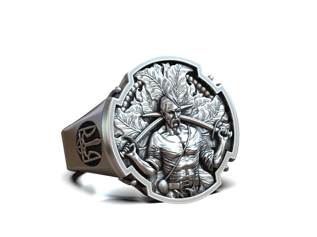 Ring ukrainian warrior cossack trident  3D print model_5
