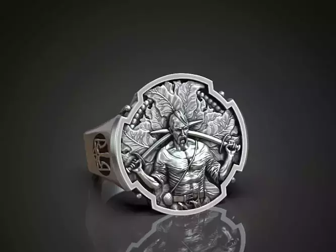 Ring ukrainian warrior cossack trident  3D print model