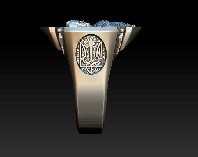Ring ukrainian warrior cossack trident  3D print model_7