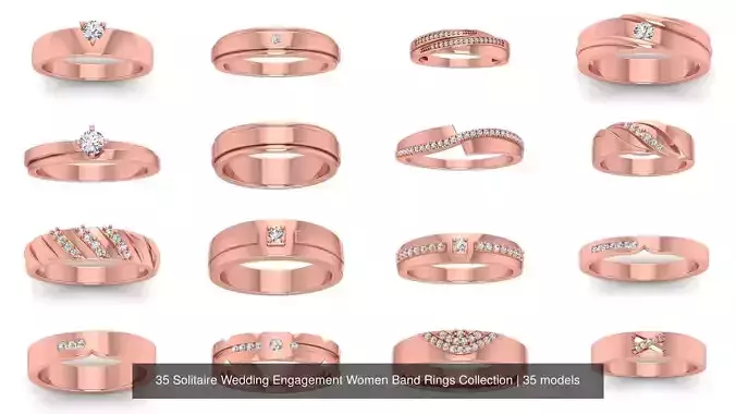 35 Solitaire Wedding Engagement Women Band Rings Collection