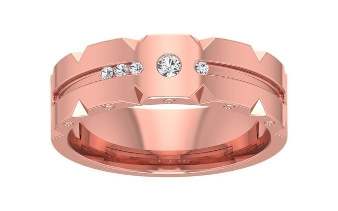 Solitaire Wedding Engagement Men Band Ring 3D print model
