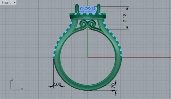 Oval Diamond Ring with Brilliant Stones 1740 3D print model 3D print model_5