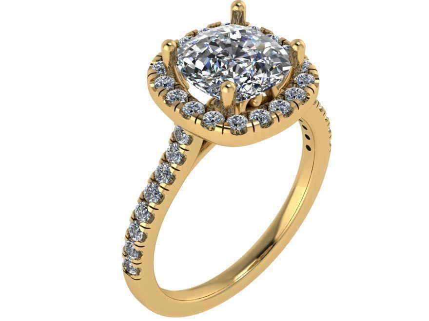 Oval Diamond Ring with Brilliant Stones 1740 3D print model 3D print model_1