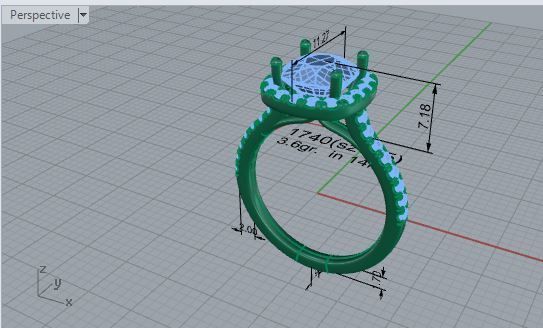 Oval Diamond Ring with Brilliant Stones 1740 3D print model 3D print model_7