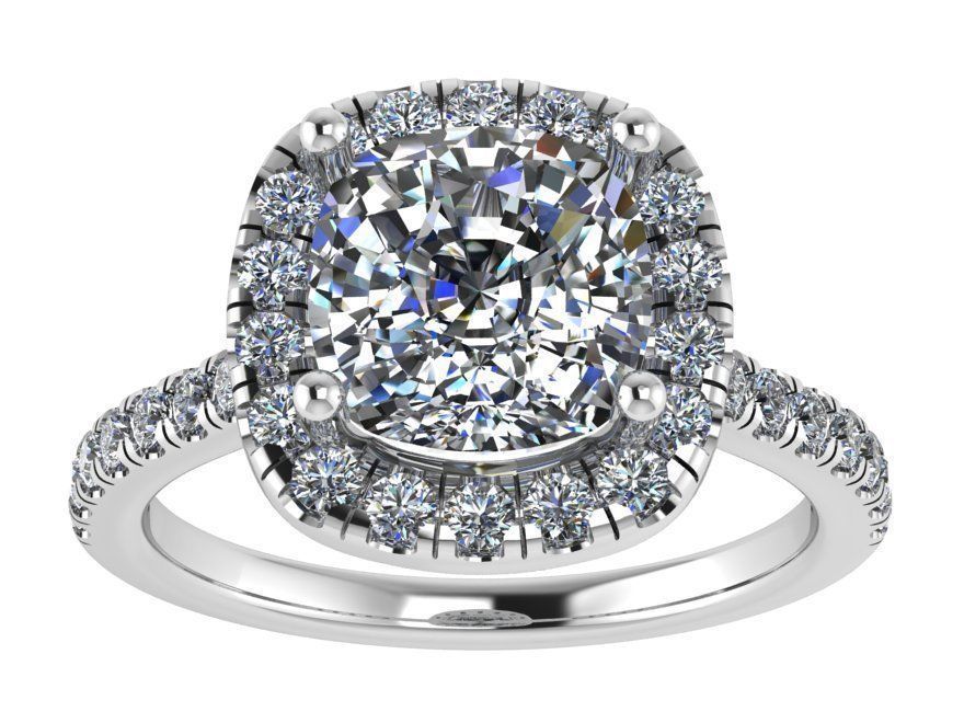 Oval Diamond Ring with Brilliant Stones 1740 3D print model 3D print model_2