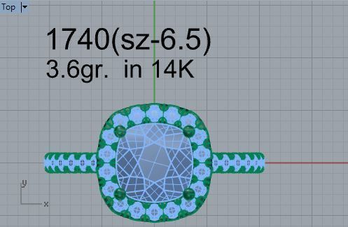 Oval Diamond Ring with Brilliant Stones 1740 3D print model 3D print model_4