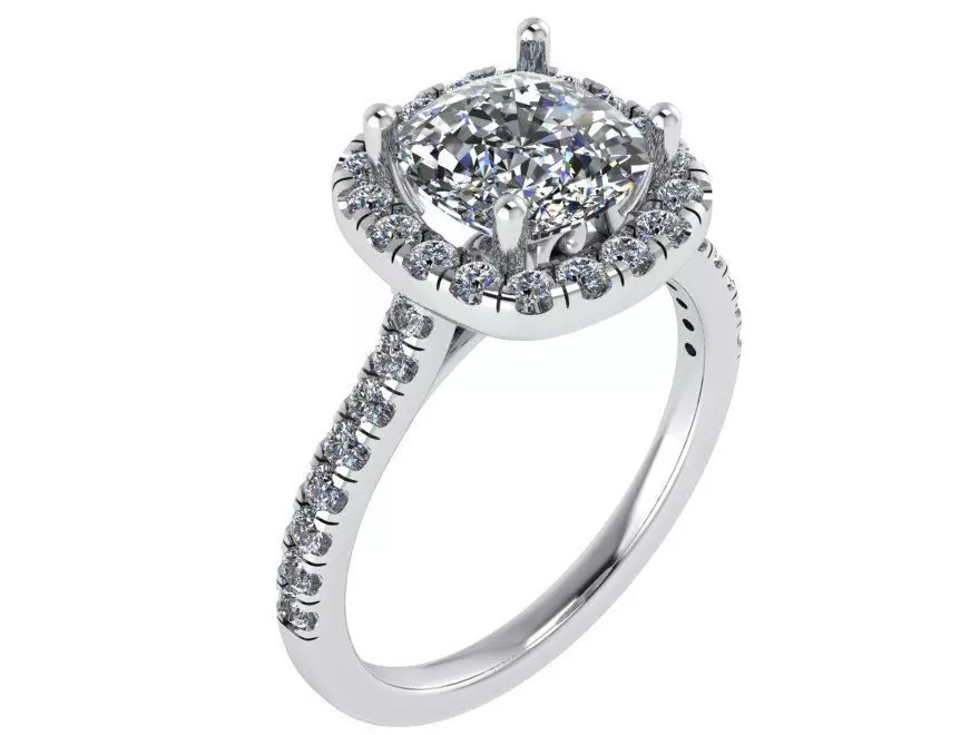 Oval Diamond Ring with Brilliant Stones 1740 3D print model 3D print model_0