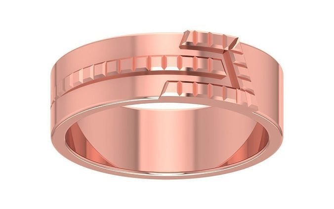 Solitaire Wedding Engagement Men Band Ring 3D print model