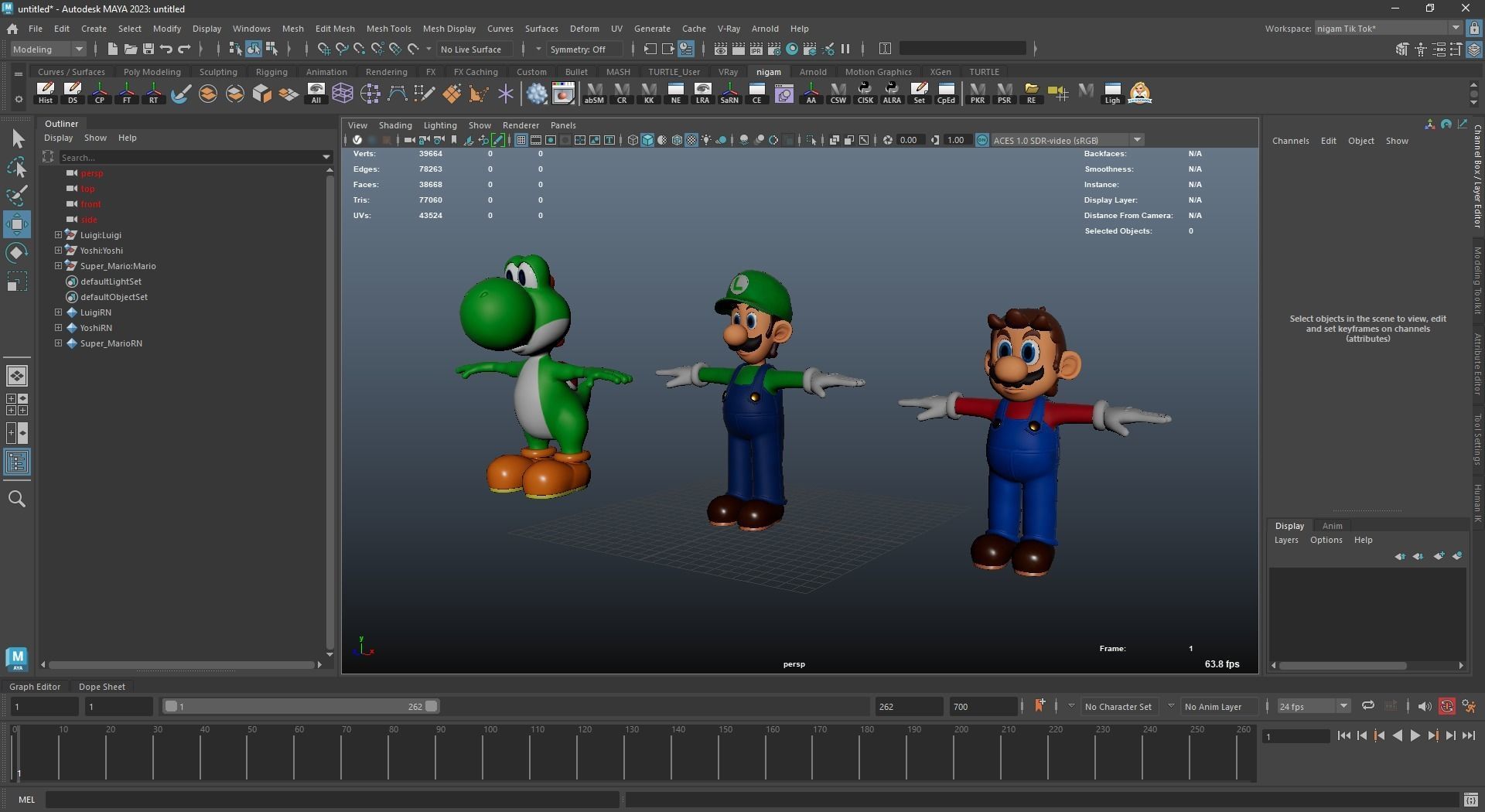 Mario Luigi And Yoshi From Game Low-poly 3D model_1