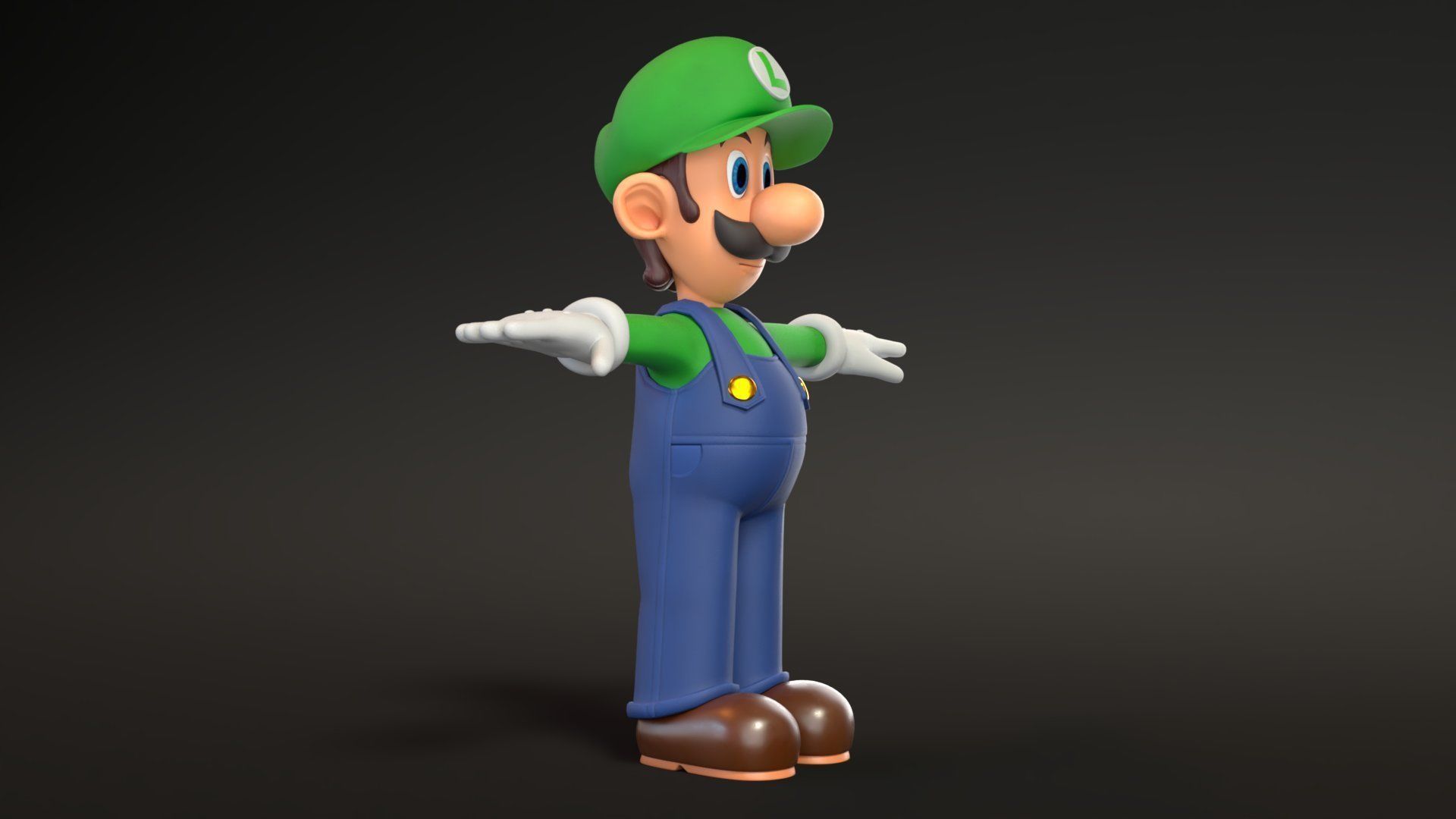 Mario Luigi And Yoshi From Game Low-poly 3D model_22