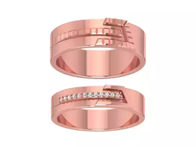 Solitaire Wedding Engagement Couple Band Ring