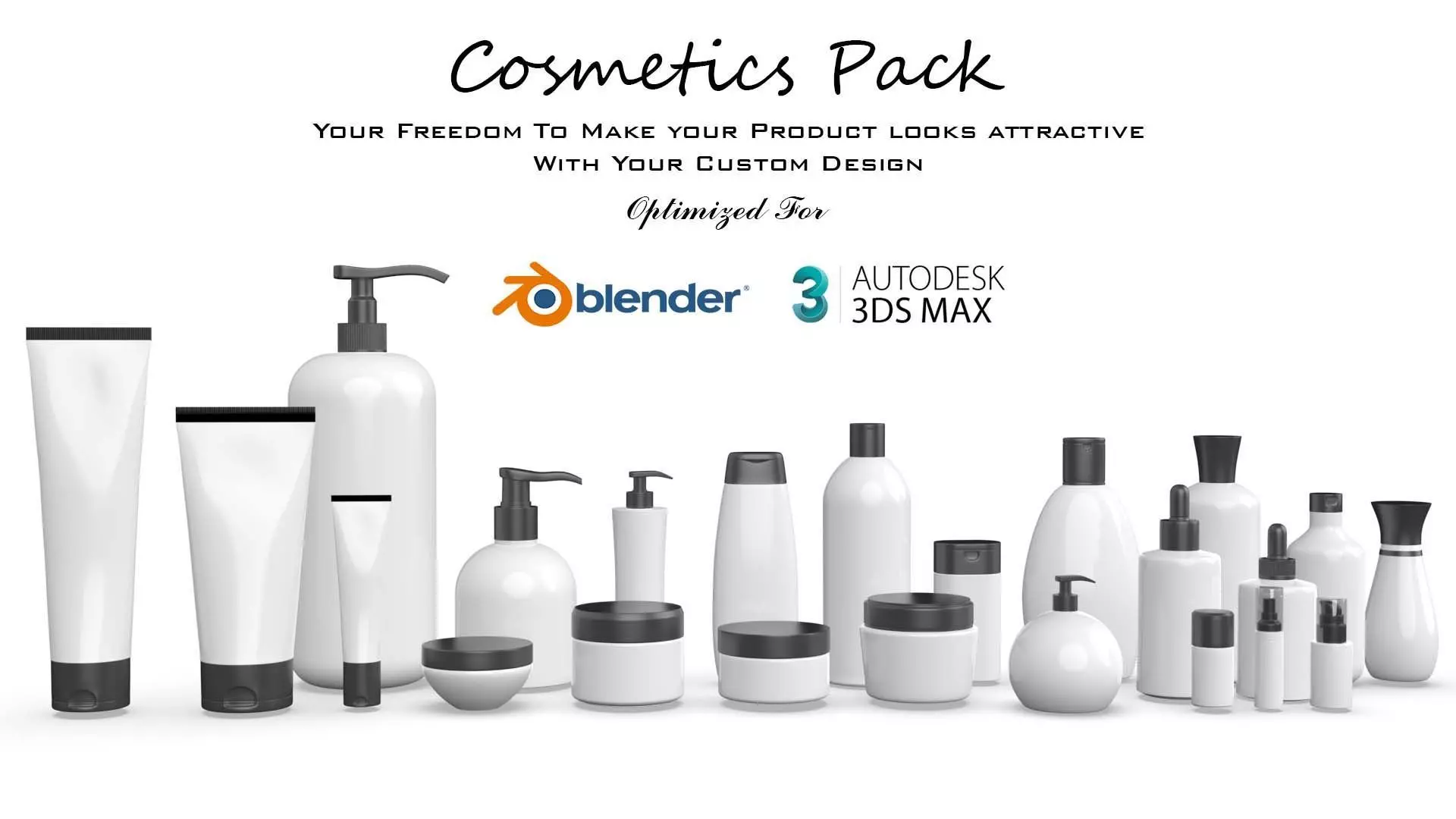 High Quality Cosmetics Bathroom Accessories 3D Model Set  3D model_0