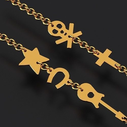 002 Bracelet Guitar Skull Star Horseshoe Free 3D print model