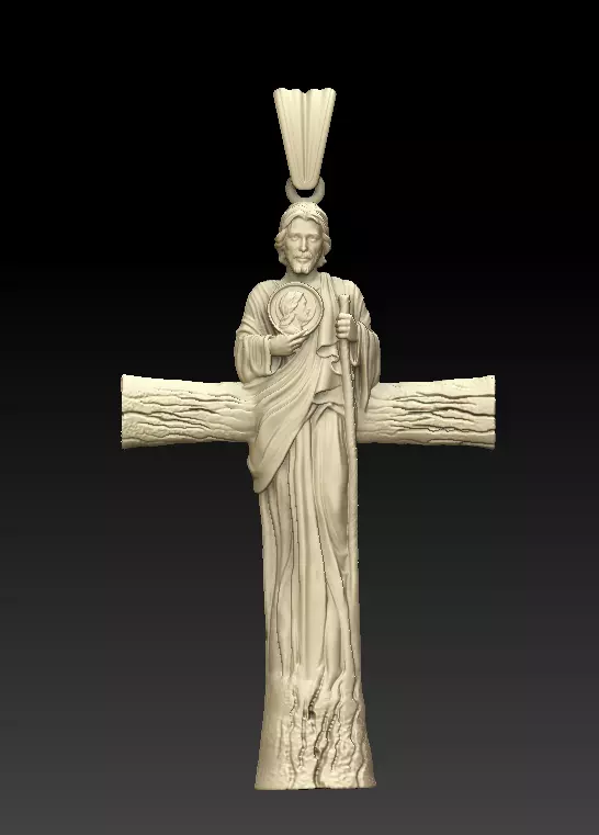San Juda Cross Pendant 3D model_0