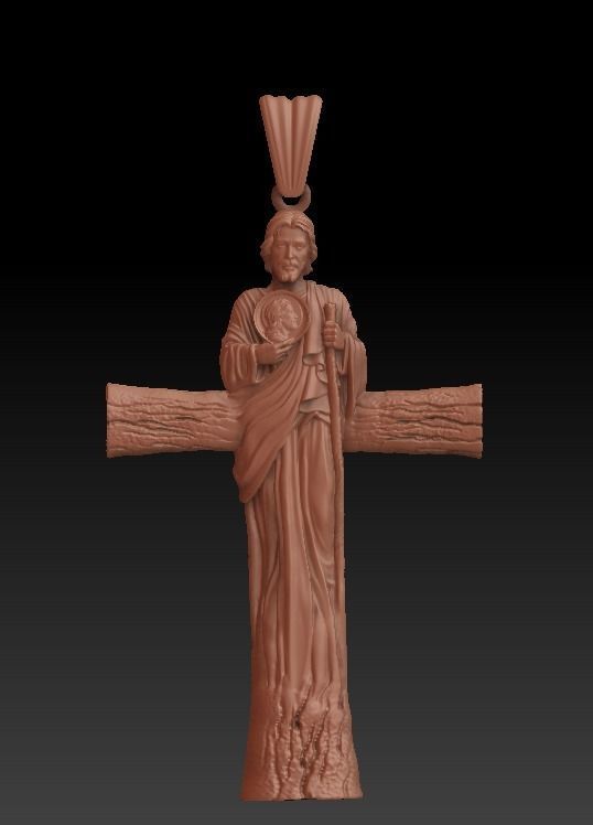San Juda Cross Pendant 3D model_3
