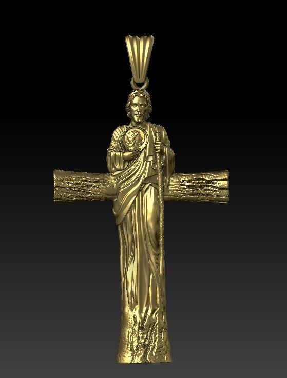 San Juda Cross Pendant 3D model_2