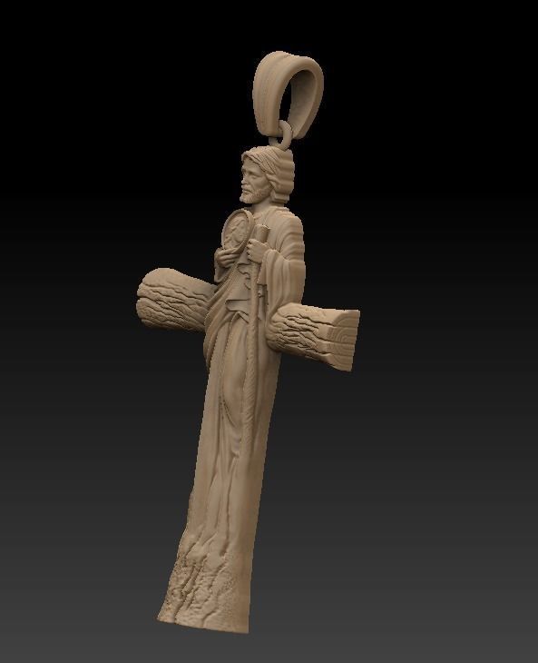 San Juda Cross Pendant 3D model_5