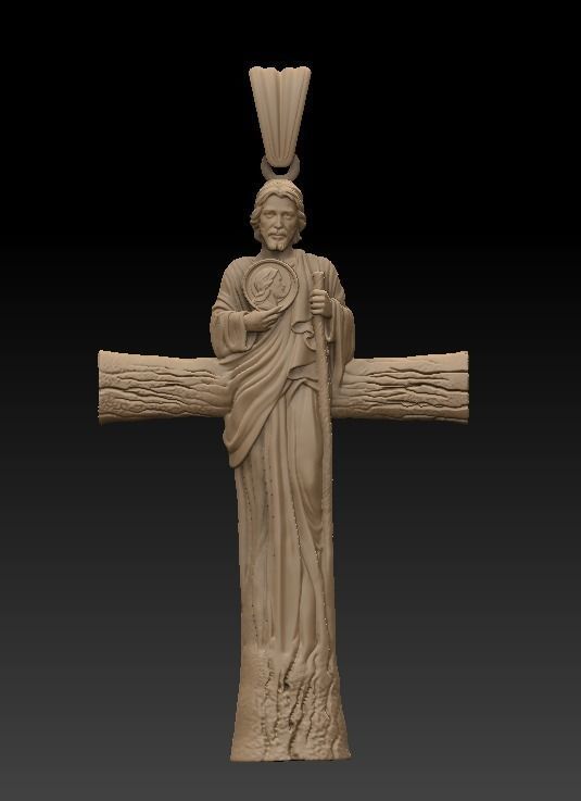 San Juda Cross Pendant 3D model_4