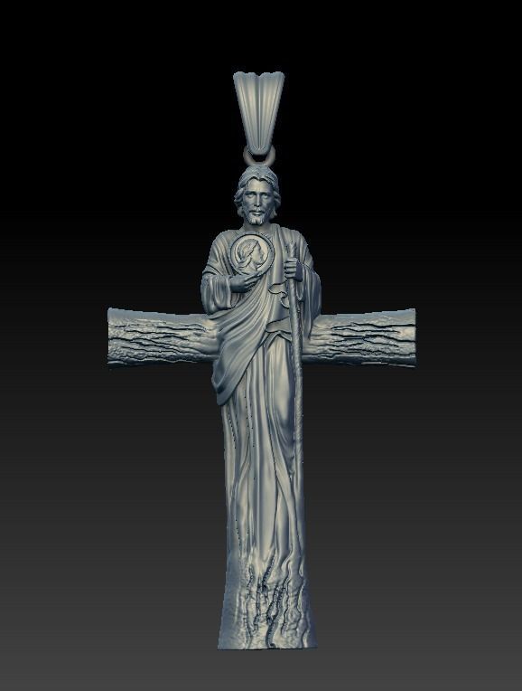 San Juda Cross Pendant 3D model_1