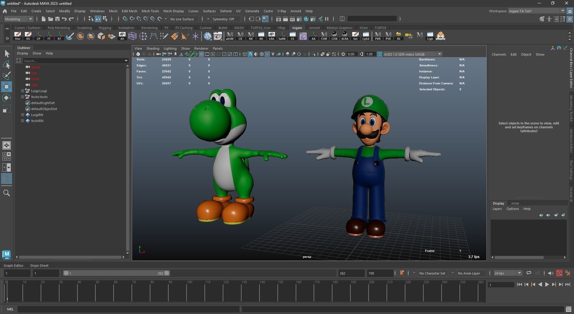 Yoshi And Luigi From Super Mario Low-poly 3D model_1