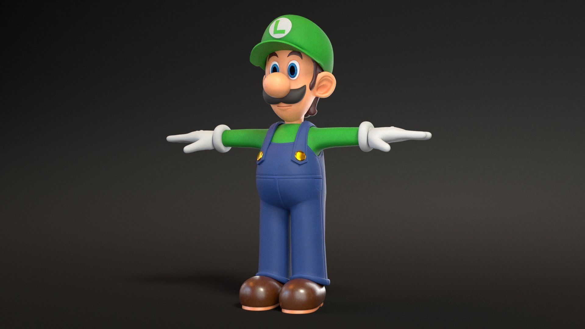 Yoshi And Luigi From Super Mario Low-poly 3D model_2