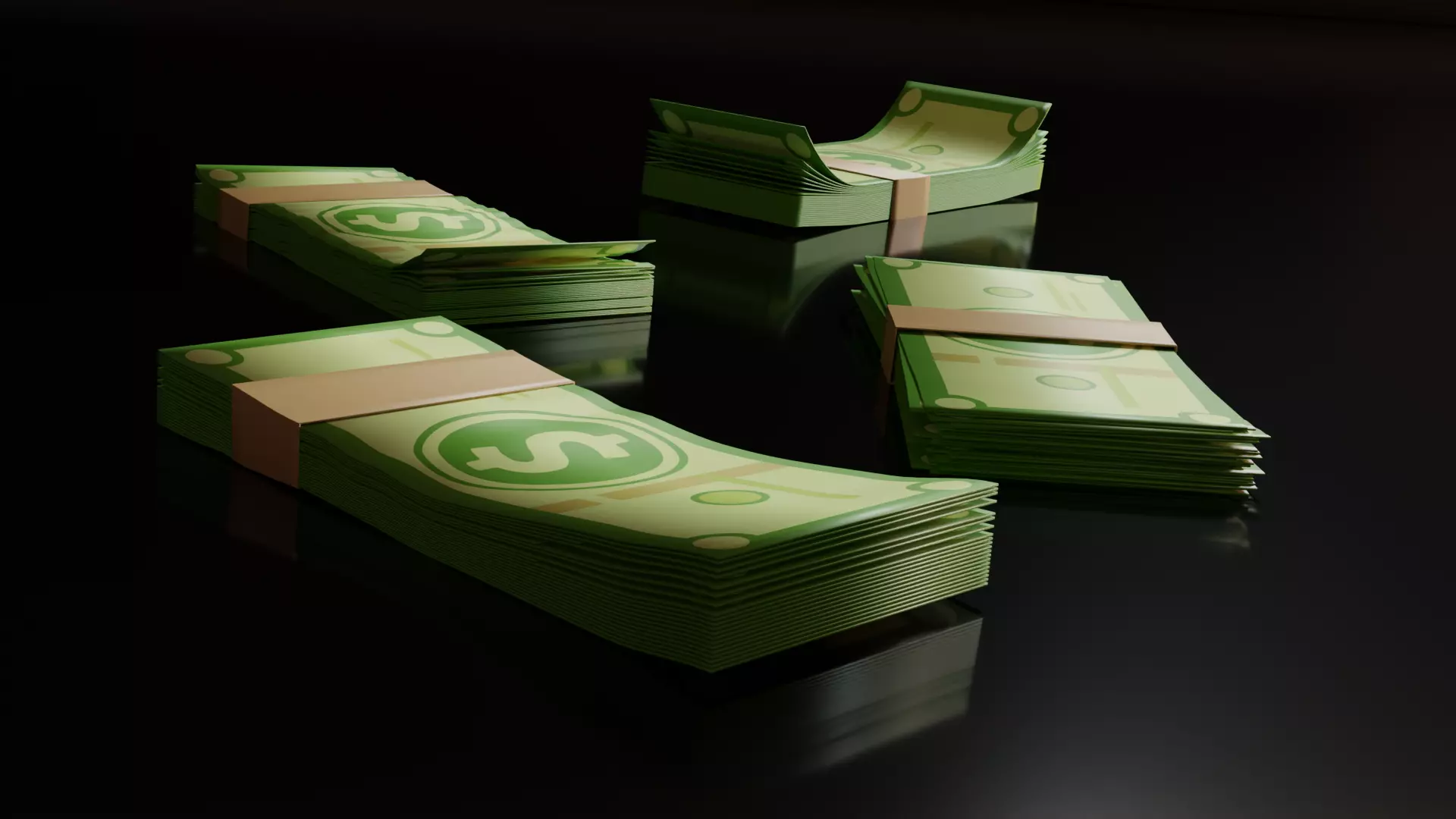 Stylized Dollar Stack Low-poly 3D model