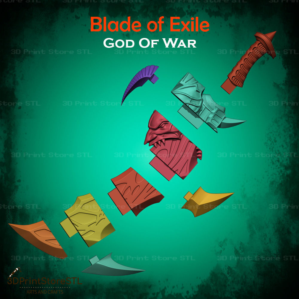 Blade Of Exile Cosplay God of War - STL File 3D print model_5