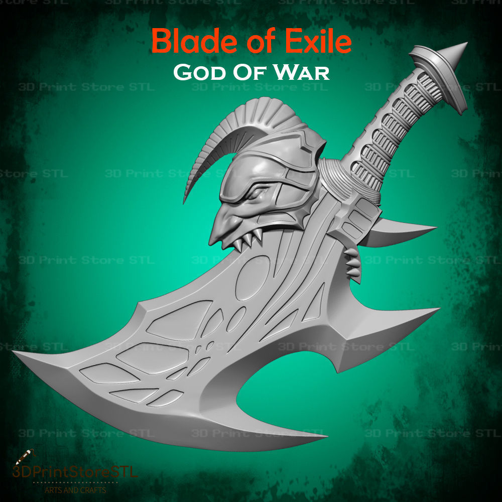 Blade Of Exile Cosplay God of War - STL File 3D print model_3